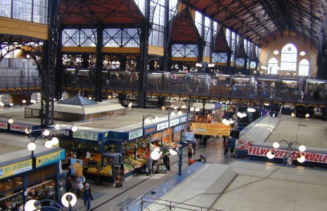Inside of the central market from the upper level